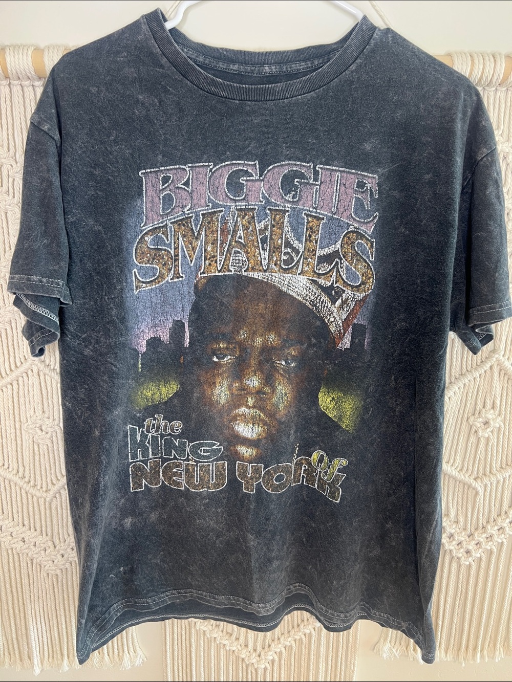 Black Graphic Short Sleeve Tee with Vintage Rap Print